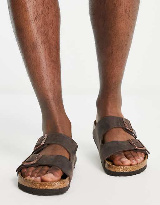 Birkenstock - Arizona - Sandales en cuir effet huilé - Marron, 3 de 4