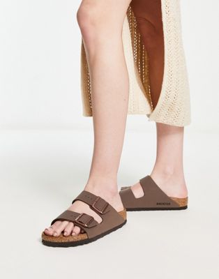 Birkenstock Arizona vegan sandals in mocha brown - ASOS Price Checker
