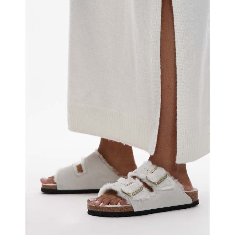 Birkenstock Arizona Sandali bianchi in camoscio e montone ClassicfuncenterShops