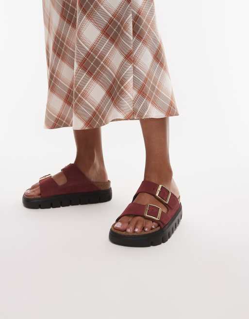 Birkenstock - Arizona - Sandali colore zinfandel con suola spessa 