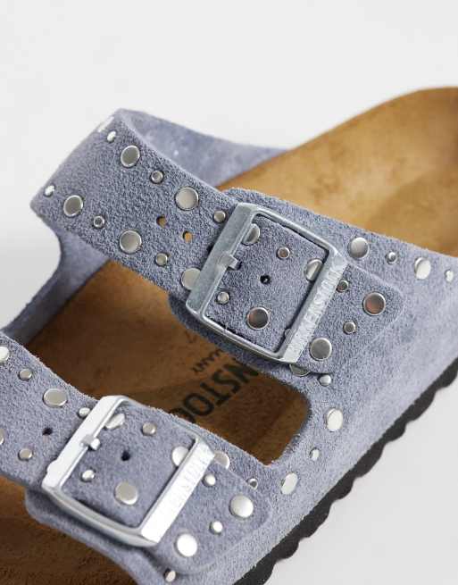 Birkenstock Arizona sandali con rivetti in stone blue, 3 di 4