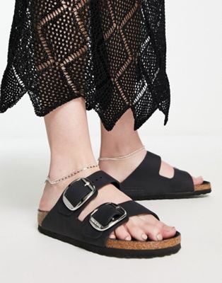 Birkenstock Arizona Big Buckle Sandals in Black Leather  - ASOS Price Checker