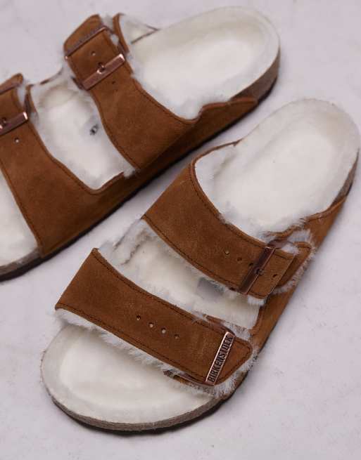 Birkenstock - Arizona - Sandali unisex color visone in camoscio e montone, 4 di 4