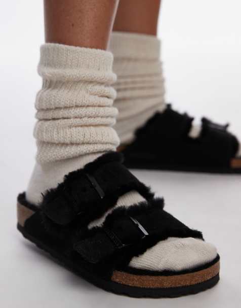 Birkenstock - Arizona - Sandali unisex in camoscio e montone neri - view 1