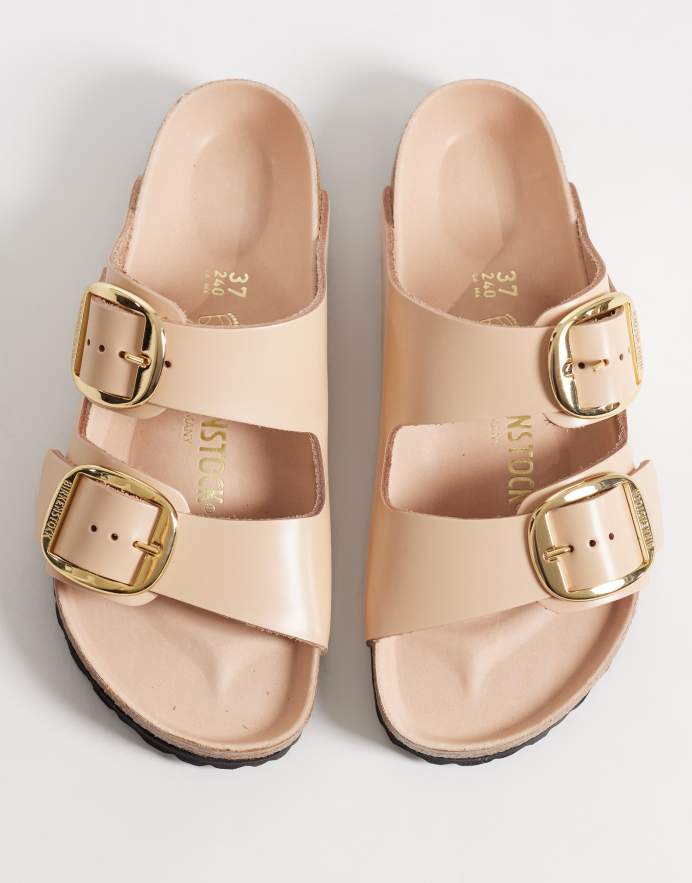 Birkenstock Arizona - Sandalias beis nuevo ultrabrillantes de charol