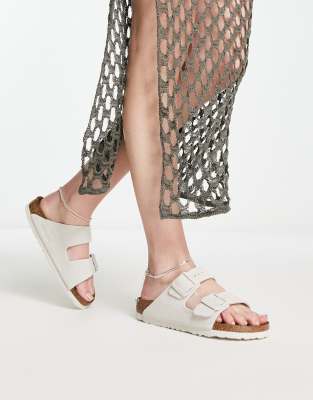 Birkenstock Arizona Sandals in Antique White Suede