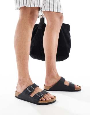 Birkenstock Arizona sandals in black Oiled Leather - ASOS Price Checker