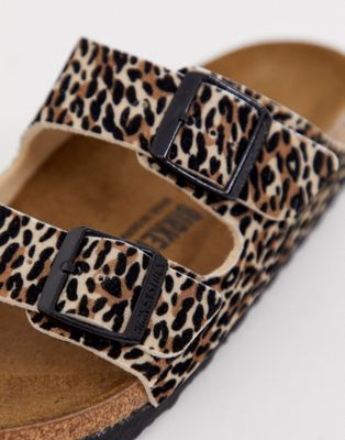 leopard print birkenstock style sandals