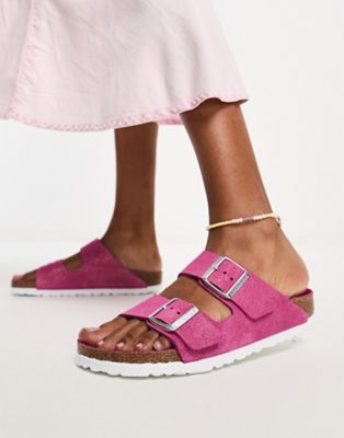 Birkenstock Arizona sandals in shimmer pink exclusive to ASOS