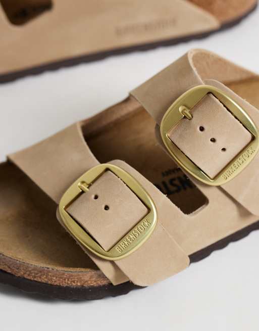 Birkenstock - Arizona - Sandfarede sandaler i nubuck-læder med stort spænde, 3 af 4