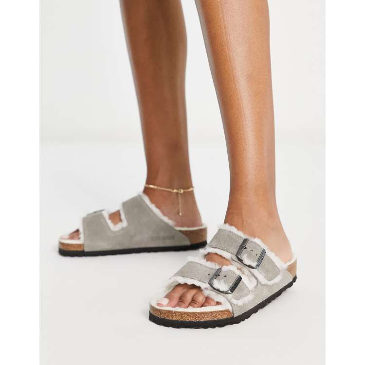 Birkenstock slides with sales fur