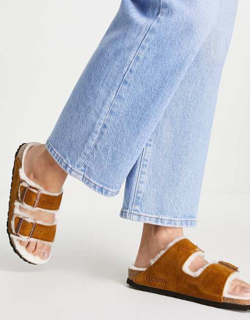 Birkenstock cheap furry slippers