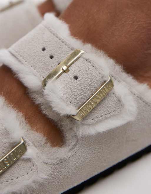 Shearling lined birkenstocks white deals