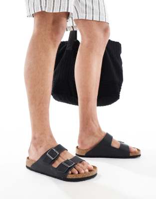 Birkenstock - Arizona - Sorte sandaler i olieret læder - view 1