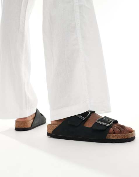 Birkenstock - Arizona - Sorte sandaler i olieret læder - view 1