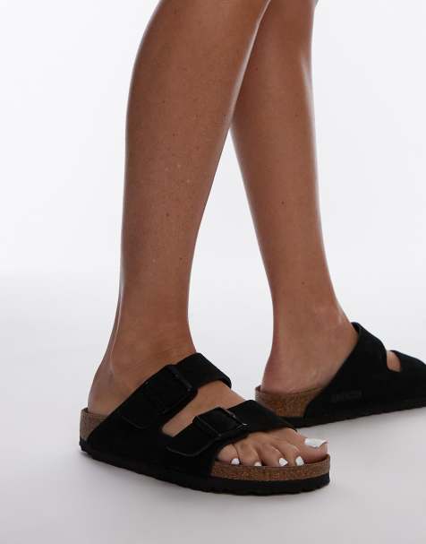 Birkenstock Arizona suede flat sandals in black - view 1