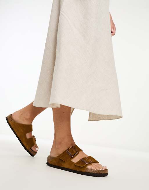 Birkenstock - Arizona - Suède sandalen in lichtbruin, 2 van 4