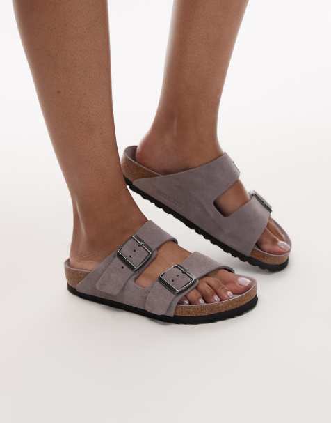 Birkenstock - Arizona - Suède sandalen in vervaagd paars - view 1