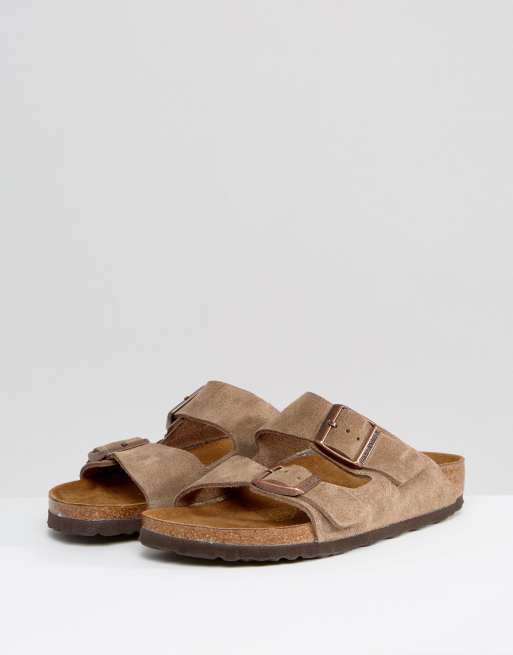 Birkenstock Arizona suede flat sandals in taupe