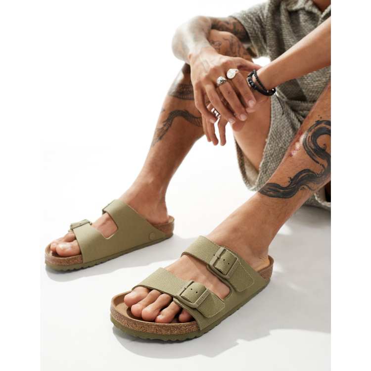 Birkenstock Arizona vegan sandals khaki canvas | ASOS display picture 3
