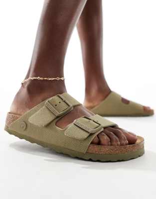 Birkenstock - Arizona - Vegane Canvas-Sandalen in Khaki-Grün