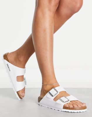 Birkenstock Arizona white flat sandals