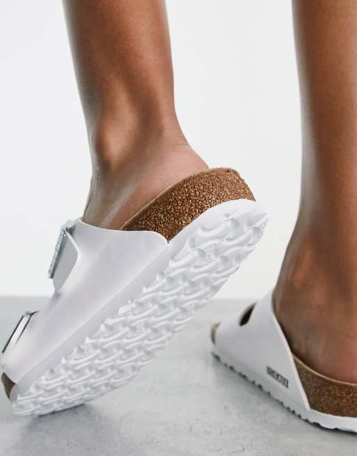 Birkenstock arizona white flat sandals shop