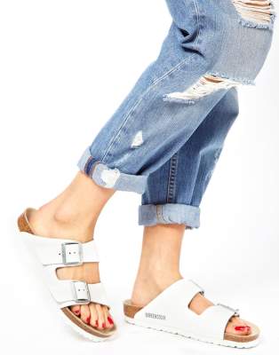 white narrow birkenstocks