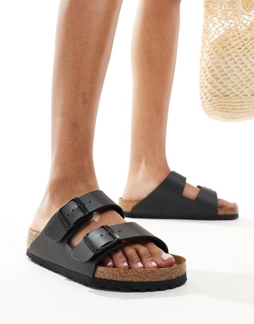 Birkenstock - Arizona - Zwarte platte sandalen