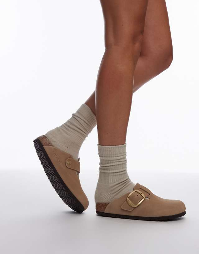 Birkenstock Boston big buckle clogs in sand | ASOS