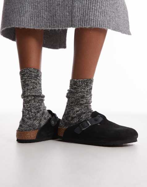Birkenstock – Boston Braided – Wildleder-Clogs in Schwarz mit geflochtenem Detail - view 1