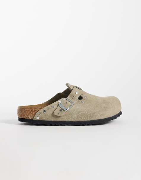 Birkenstock – Boston – Brungrå tofflor med nitar - view 1