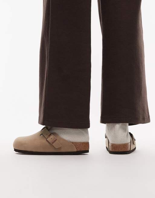 靴 BIRKENSTOCK BOSTON Birkenstock Regular Fit – Boston – Brązowoszare zamszowe