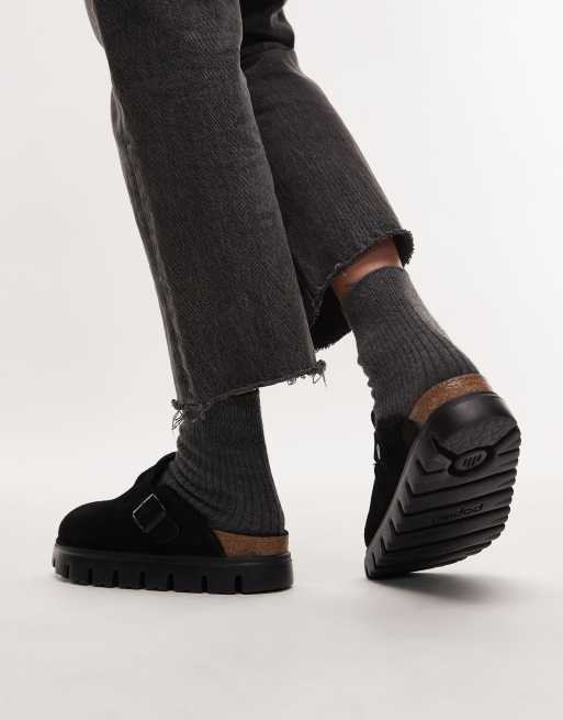Birkenstock Boston chunky shearling lined clog in black, 2 of 4