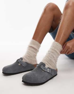 Birkenstock - Boston - Clog in Basaltgrau mit Flechtdetail