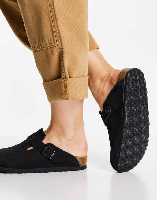 Black suede boston store birkenstock