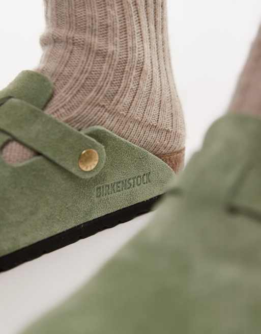 Birkenstock – Boston – Clogs aus Wildleder in Teegrün mit schmaler Passform, 2 von 4