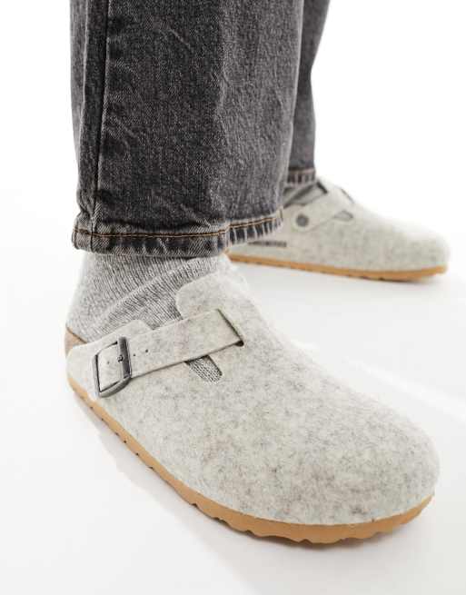 Birkenstock Boston Clogs aus Wolle in EierschalenweiB ASOS