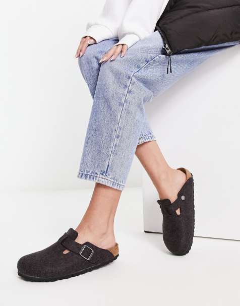 Birkenstock – Boston – Clogs aus Wolle in Grau - view 1