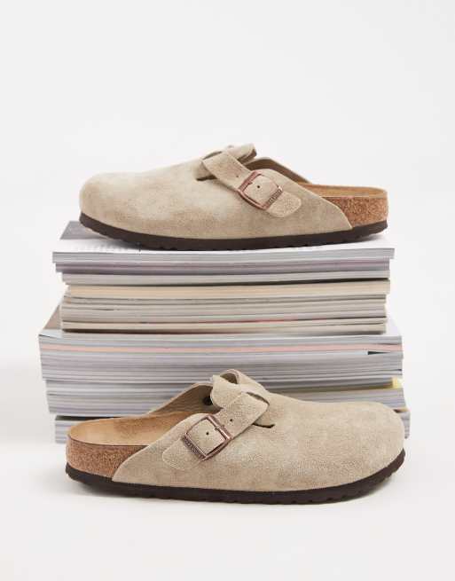 Birkenstock Boston clogs i ruskind i taupe, 3 af 5