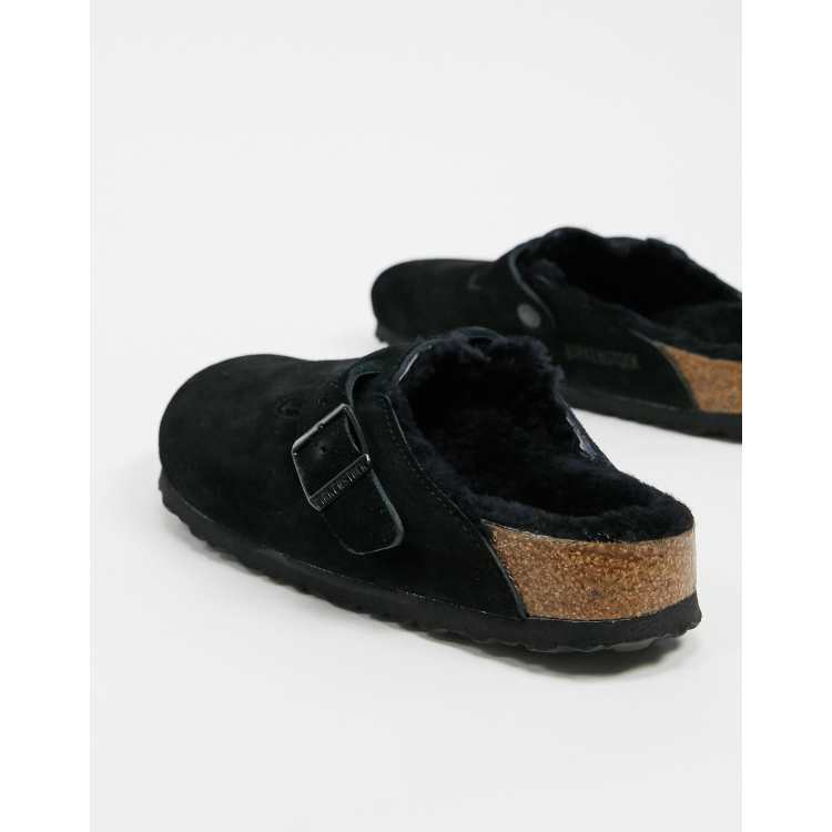 Fur lined store birkenstocks black