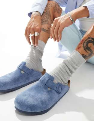 Birkenstock Boston clogs in blue suede