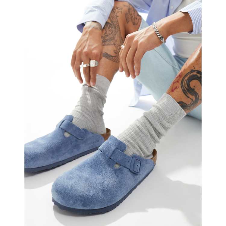 Birkenstock Boston clogs in blue suede