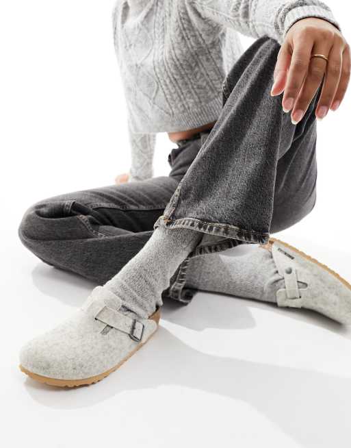 Birkenstock Boston clogs in eggshell wool | ASOS