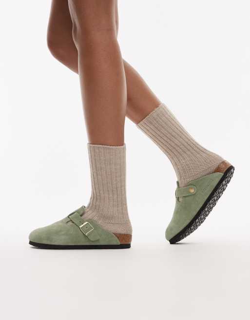 Birkenstock Boston clogs in green tea