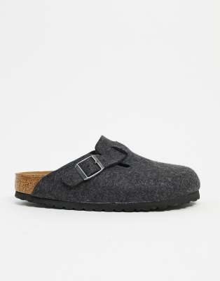 grey wool birkenstock sandals