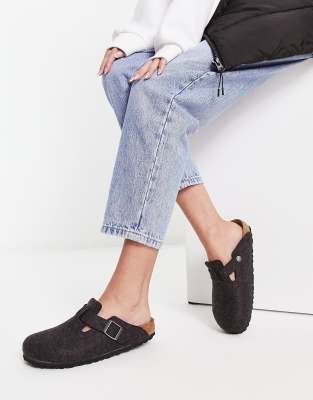 Birkenstock Boston clogs in grey wool