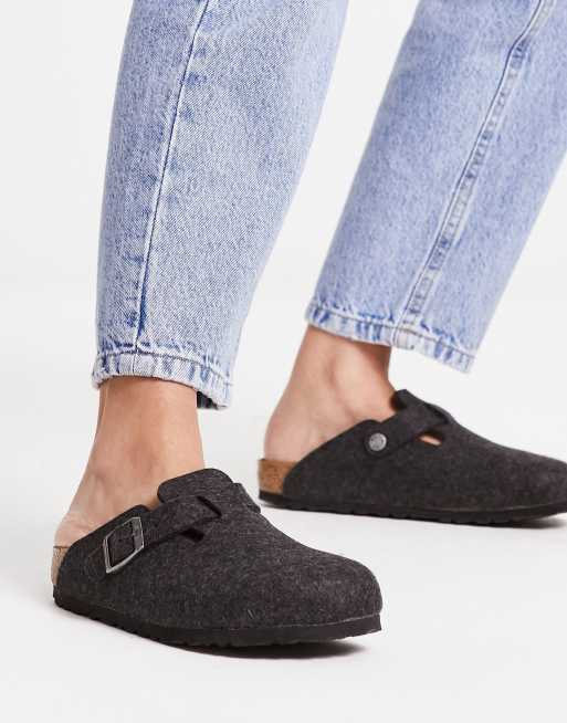 Birkenstock Boston clogs in grey wool ASOS