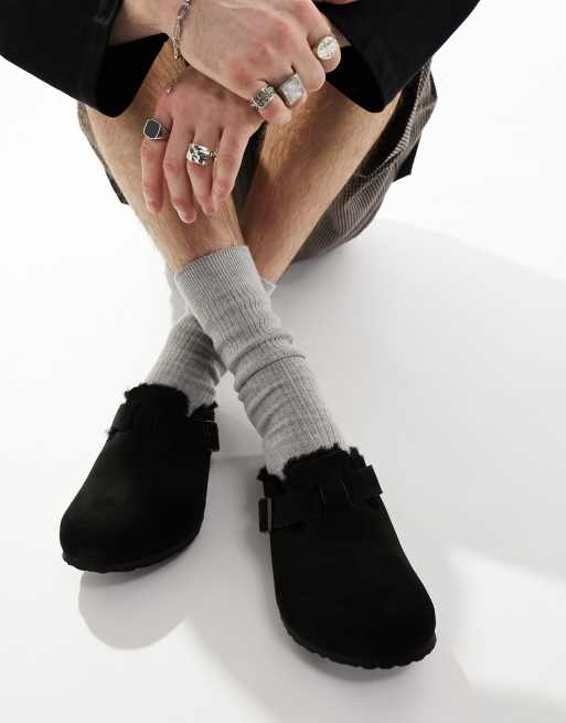 Birkenstock boston shearling black sales