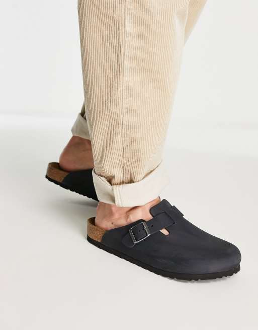 Birkenstock boston clogs in oiled black leather ASOS